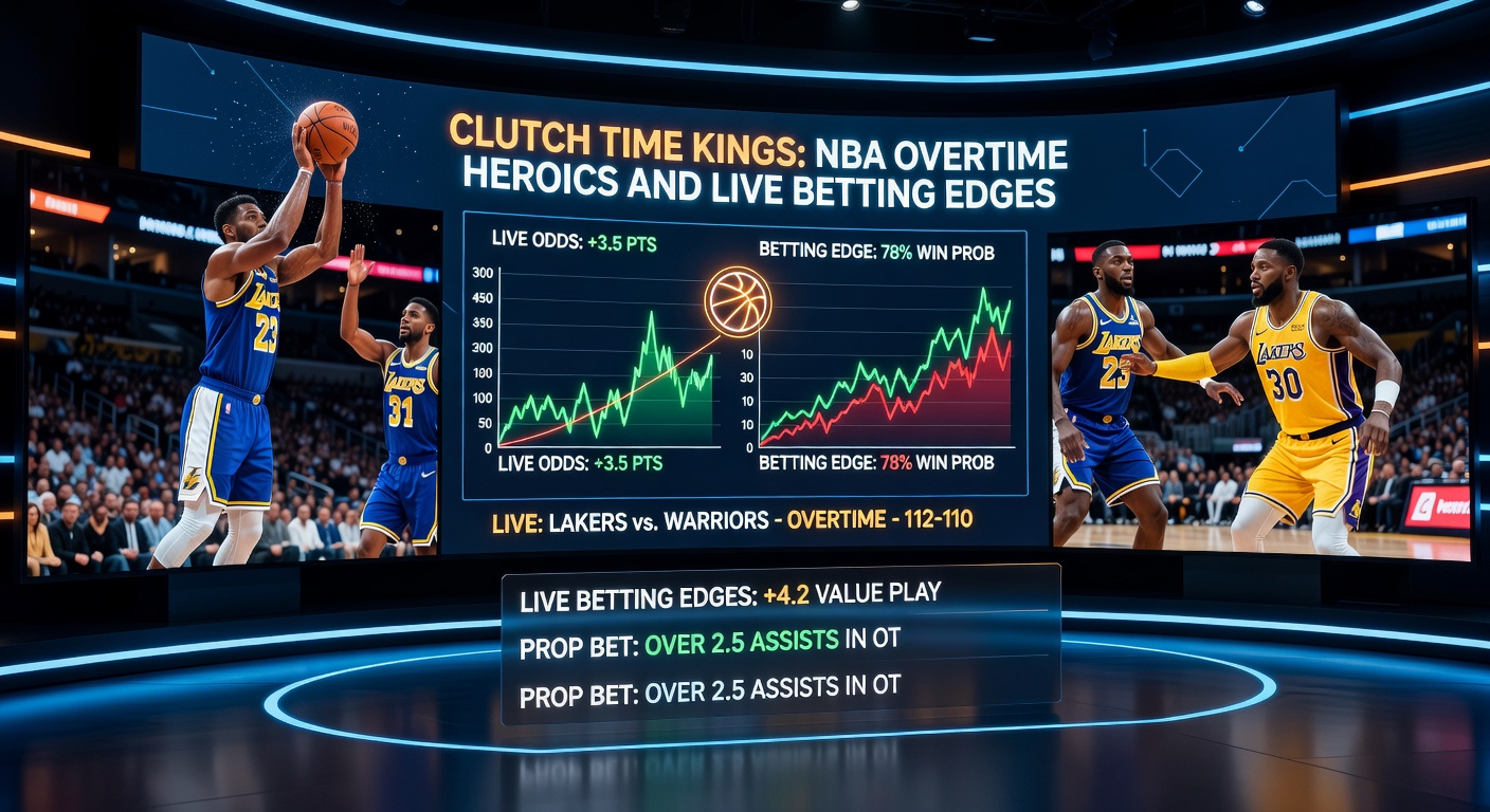 Close-up of an NBA star sinking a clutch overtime three-pointer amid roaring fans and tense teammates