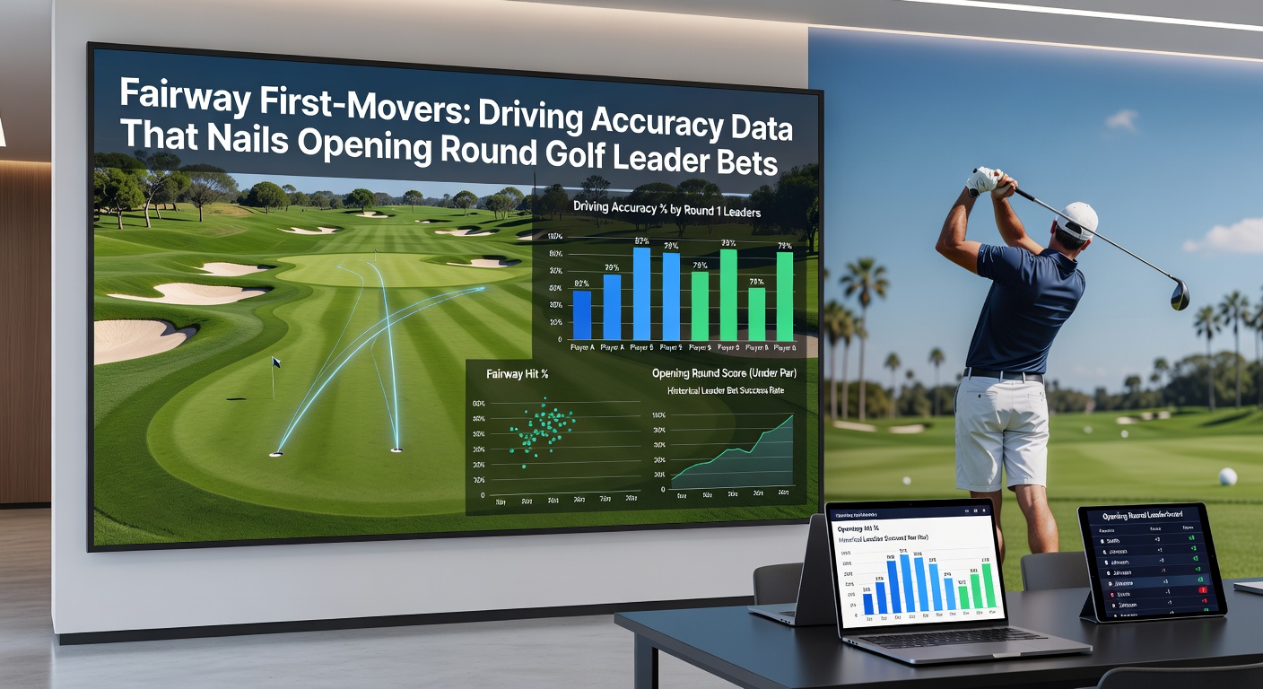 Data visualization chart displaying first-round driving accuracy percentages versus leaderboard positions in PGA Tour events, with trend lines highlighting correlations