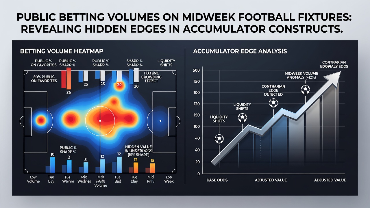 Infographic illustrating accumulator strategies using midweek volume data and edge identification