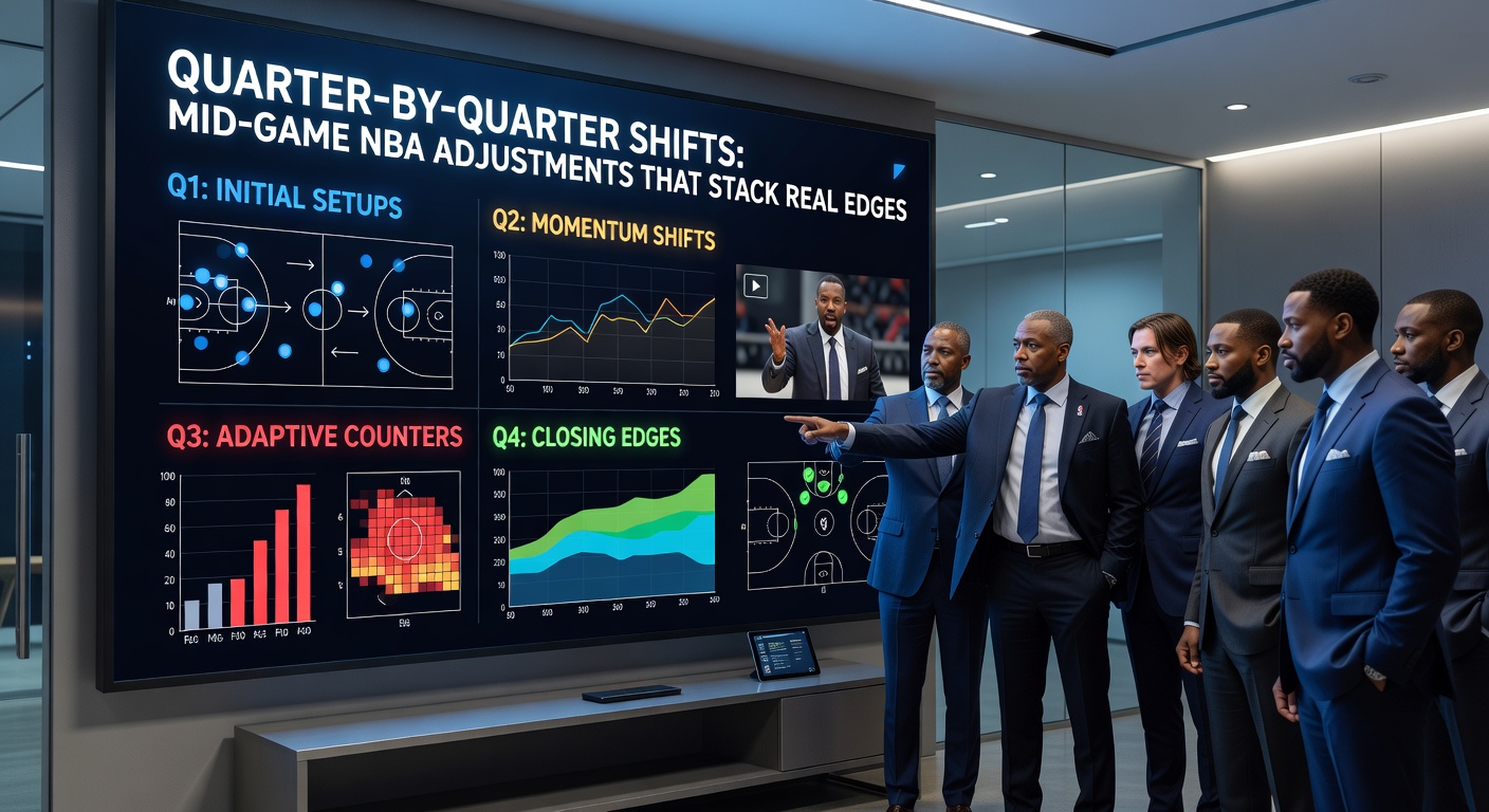 Close-up of an NBA coach diagramming plays on a tablet during a timeout, highlighting tactical mid-game decisions