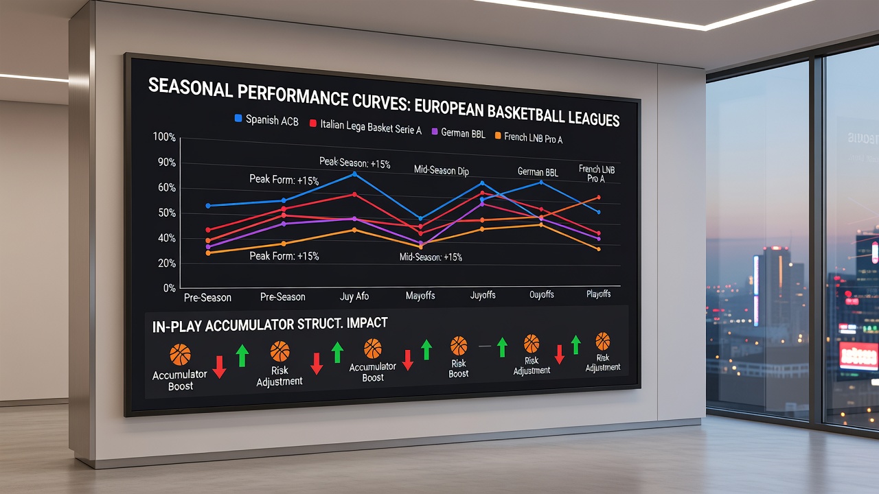 Live betting interface displaying real-time European basketball accumulator options with performance curve overlays
