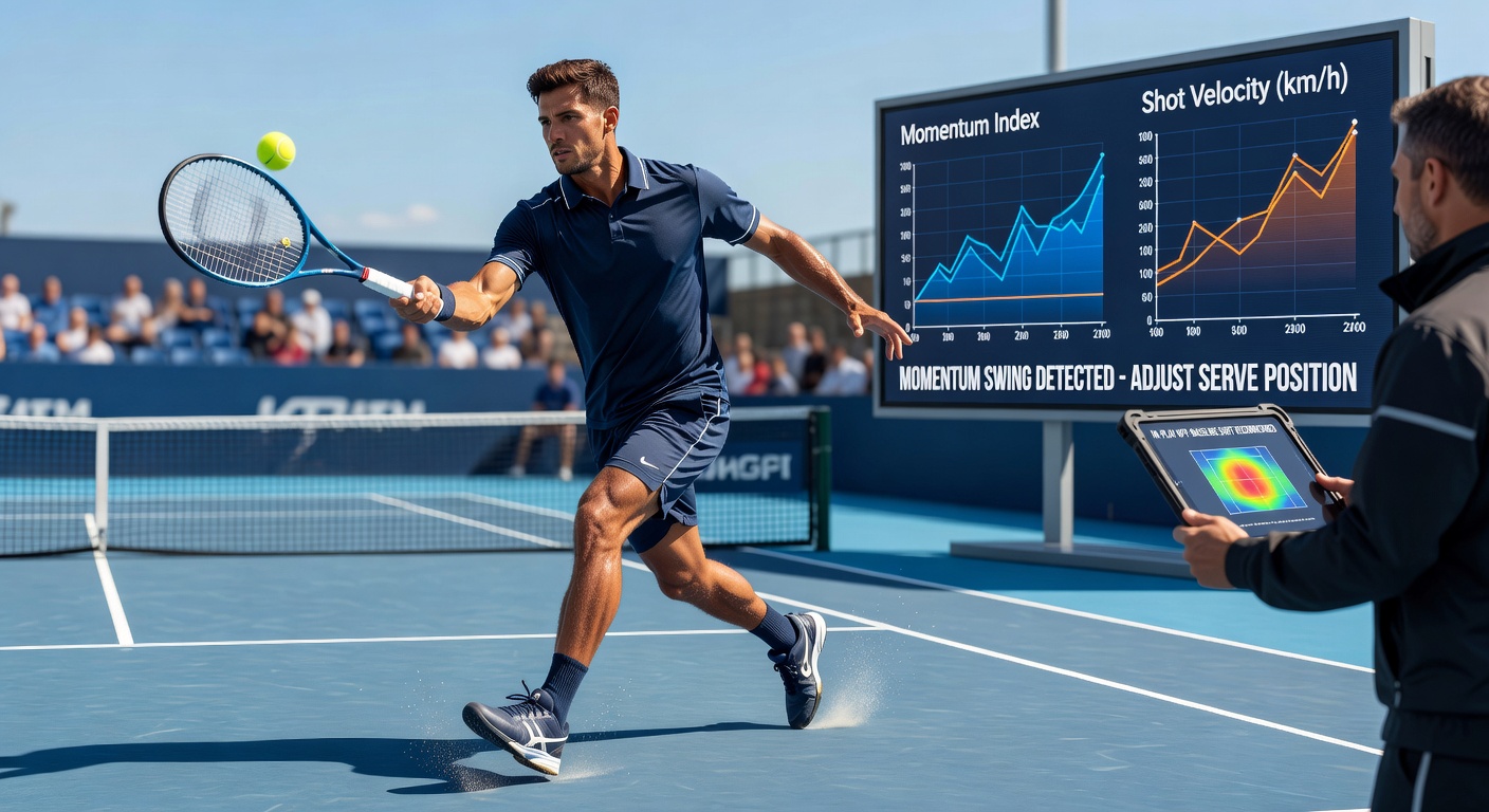 Close-up of tennis match scoreboard showing momentum shift with changing game statistics