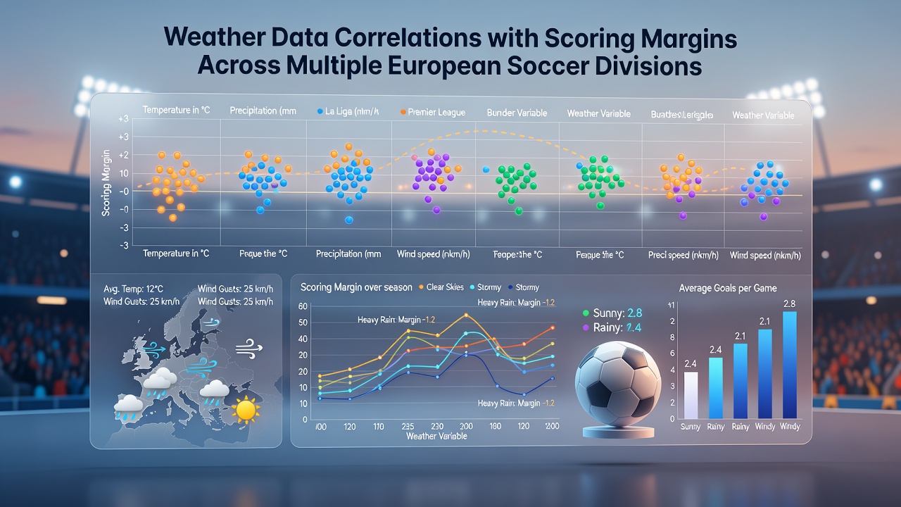Charts showing correlations between rainfall and goal margins in European soccer
