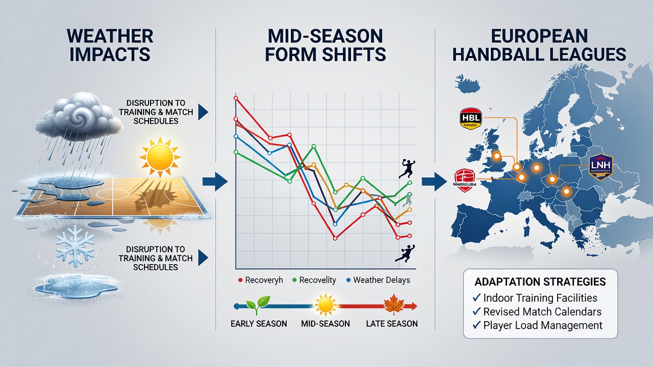 Handball players adapting training routines amid changing seasonal weather